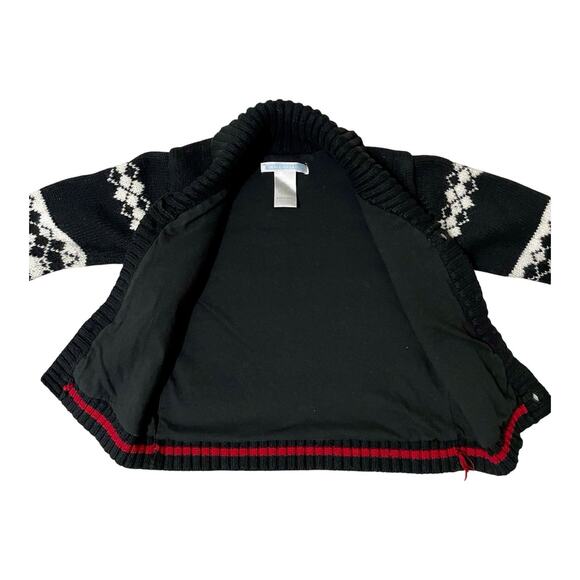 Janie and Jack Cardigan Sweater Knit 6 To 12 Mos Black Dog Shawl Collar Holiday - Picture 3 of 6